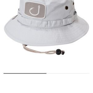 Avid Baja Boonie bucket hat gray fishing outdoor activities,fish hook logo patch